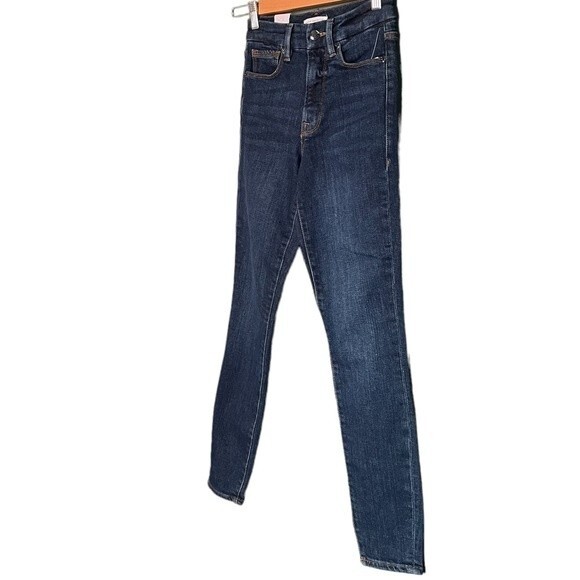 NWT Good American Good Waist Jeans Dark Wash Distressed Back Pockets Size 24 NEW - Picture 5 of 13